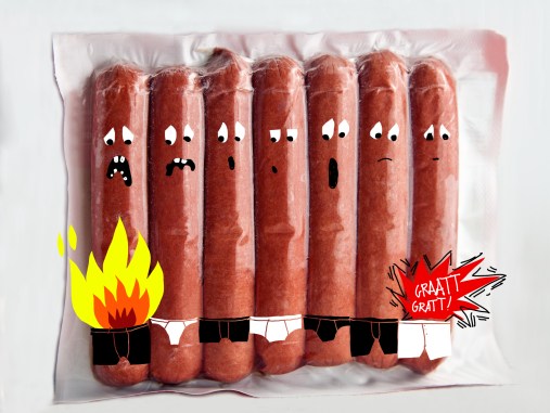 Hot dogs in plastic package